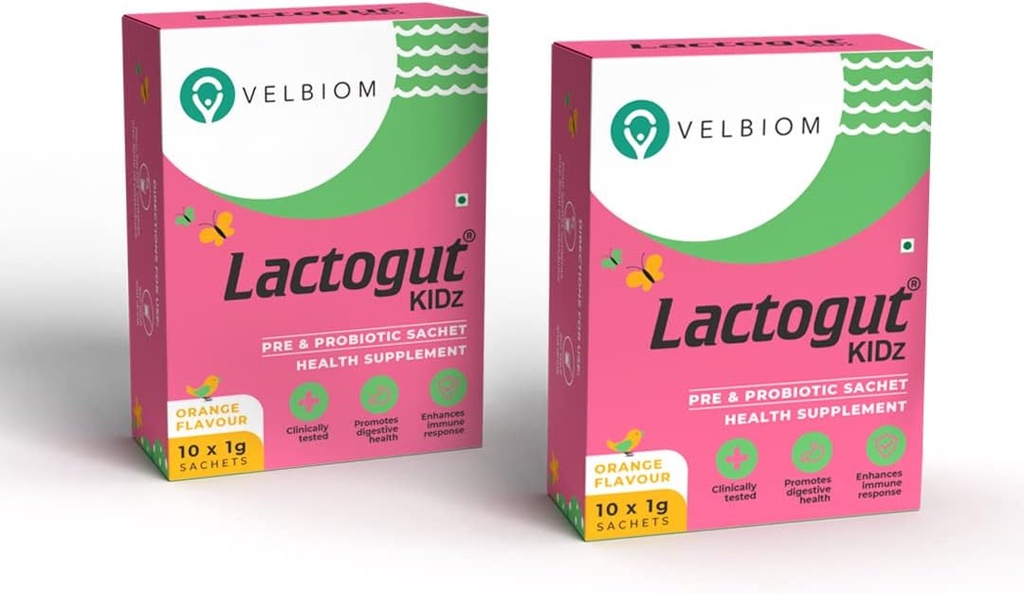 Lactogut Kidz Probiotika Powder for Kids Easy to Consume Probiotics for Children Gut Health, Celkově Wellness and Imunity Vegan Klinicky osvědčený - Pack 2