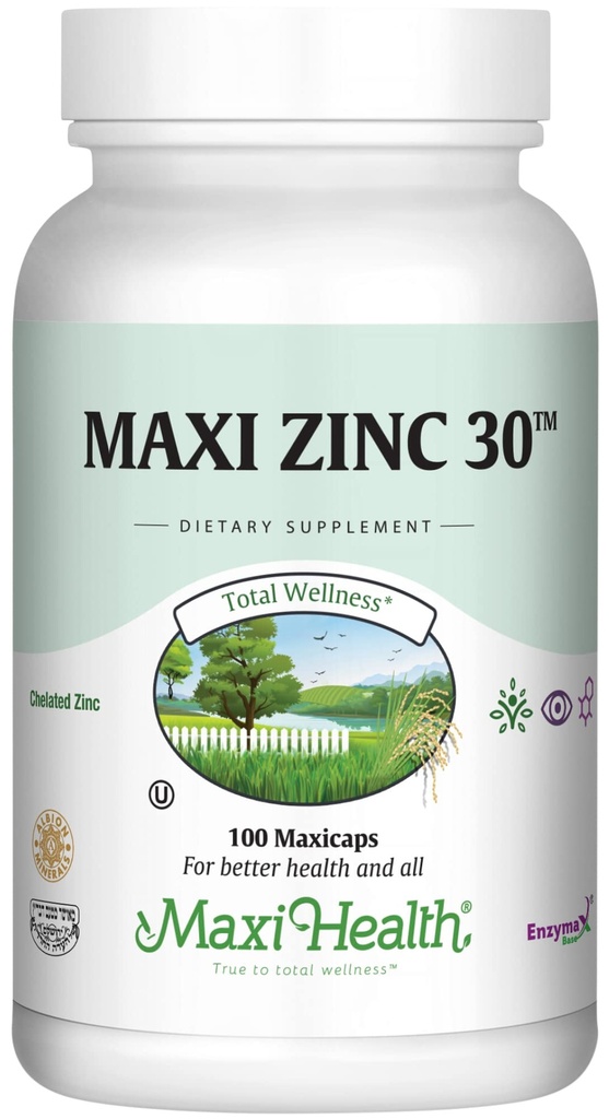 Zinkové doplňky - Zinek 30 mg s Enzymaxem - Nejúčinnější imunitní podpora - Chelatované Glycinátové kapsle - Zinek Vitamin pro dospělé - Kosher - 100 Počet