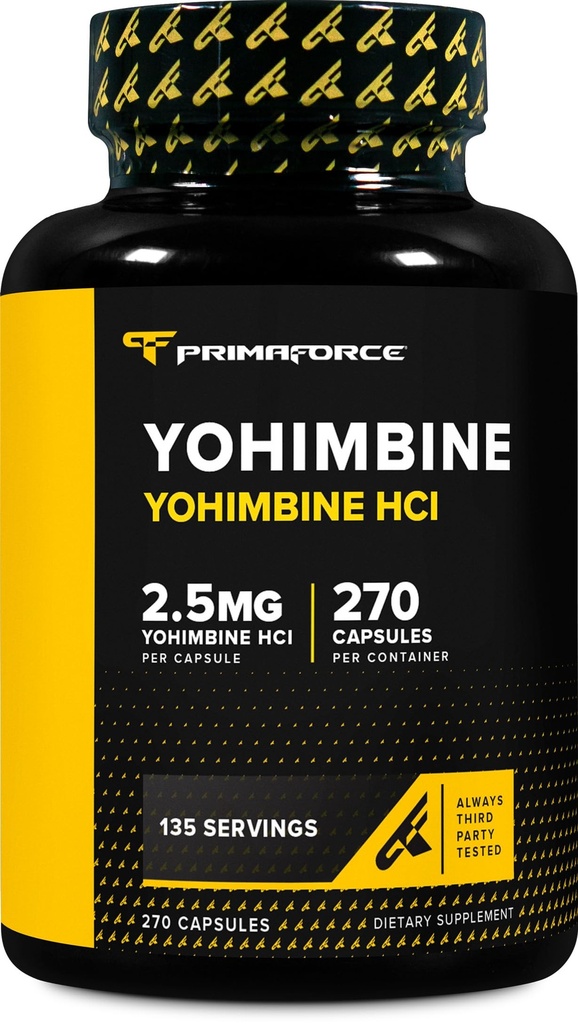 PrimaForce Yohimbine HCl 2, 5 mg, 270 Kapsle - Premium dodatek, zvýšení výkonu, nula Fillers, Non- GMO a gluten zdarma