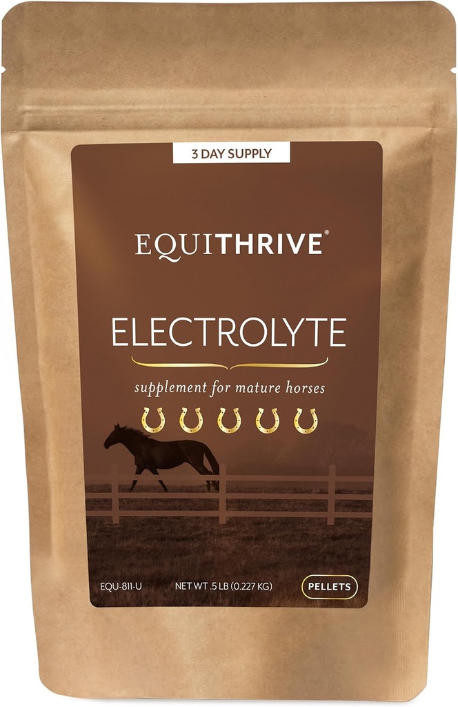 Equithrive Horse Electrolyte Pellets, Vitamíny a Minerály Dodatek, Hovězí Krmné dodávky pro výcvik a soutěž, .5 liber, 3 denní dodávky