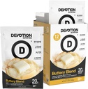 Devention Nutrition Protein Powder Blend 124; Gluten Free, Keto Friendly, No Added Sugars Yellow 124; 1g MCT Yellow 124; 20g Whey & Micellar Protein Yellow 124; 12 Single Serving Packets (Buttery Blend)