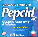 Pepcid AC Original Strength Heartburn Relief Tablety, Prevents & Relieves Heartburn Vzhledem k kyselé požití a dušení žaludku, 10 mg Famotidin snížit & Control Acid, Fast- acting, 60 Ct