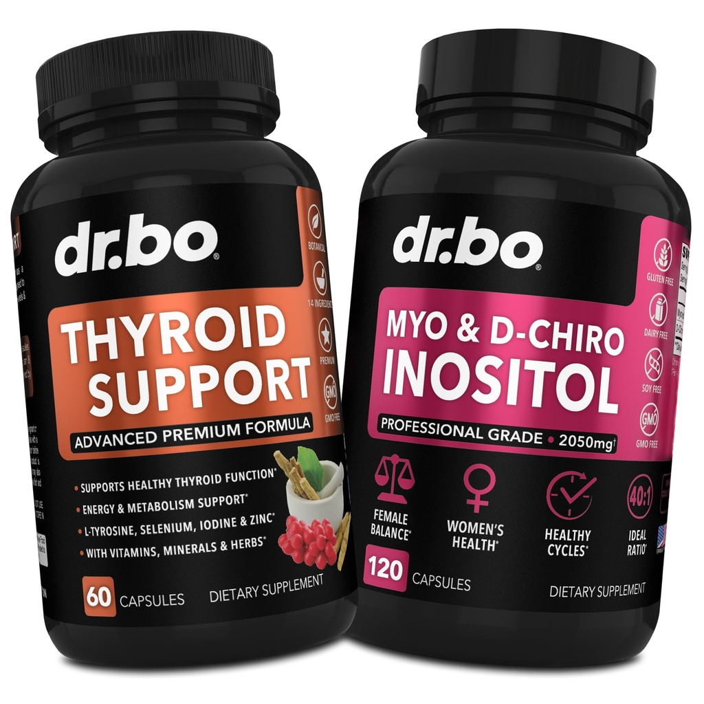 Podpora štítné žlázy a Myo- Inositol & D- Chiro Inositol dodatek Kapsle - Přírodní podpora metabolismu, Mood & Energy - 40: 1 Poměr Hormon Balance pro ženy, Menstruační cyklus, Zdraví žen