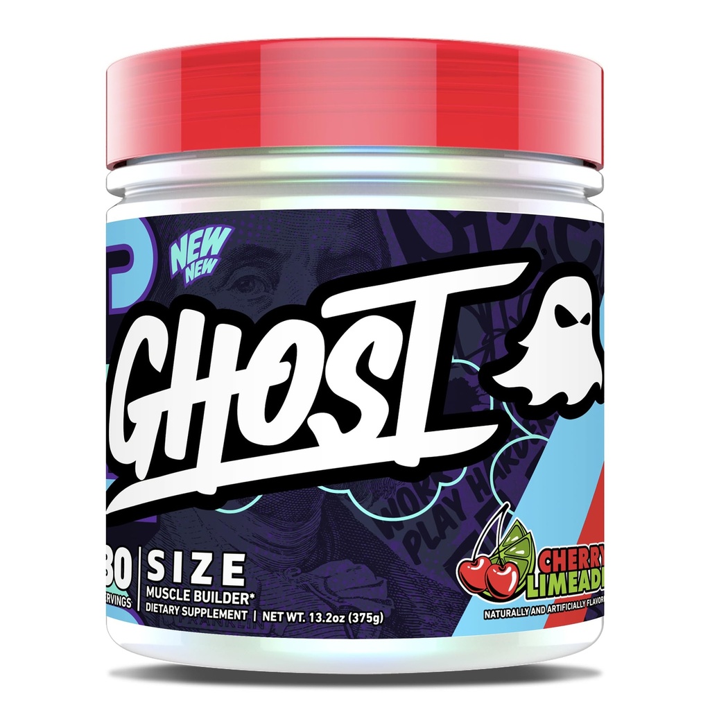 GHOST Velikost budování svalů Dietní dodatek - Cherry Limeade, 30 Služeb - Podpora růst svalů a sílu budovy pro muže a ženy - Creatine & Betaine - Bez cukru a gluten