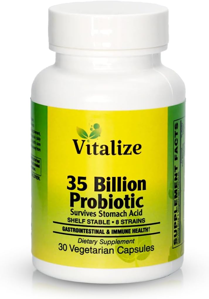 UVitalize - 35 miliard PROBIOTIC 124; Probiotika pro ženy a muže 124; Probiotika s 8 Probiotických sad 124; Podpora metabolismu a trávicího zdraví 124; Veganské protetické kapsle pro všechny 124; 30 Vegetariánské Kapsle