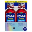 Vicks NyQuil SEVER Cold, Flu, and Congestion Medicine, 2x12 fl oz Twin Pack, Berry Flavor, Maximální síla, Nighttime Relief