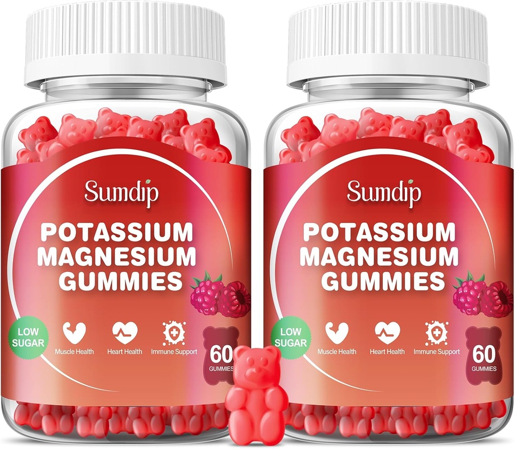 Magnesium Draslík Gummies, Muscle & Heart Health, Leg Cramps and Sleep, Draslík doplňky Vegan Gummy Non- GMO gluten zdarma 60 Gummies-2 Pack, Malina