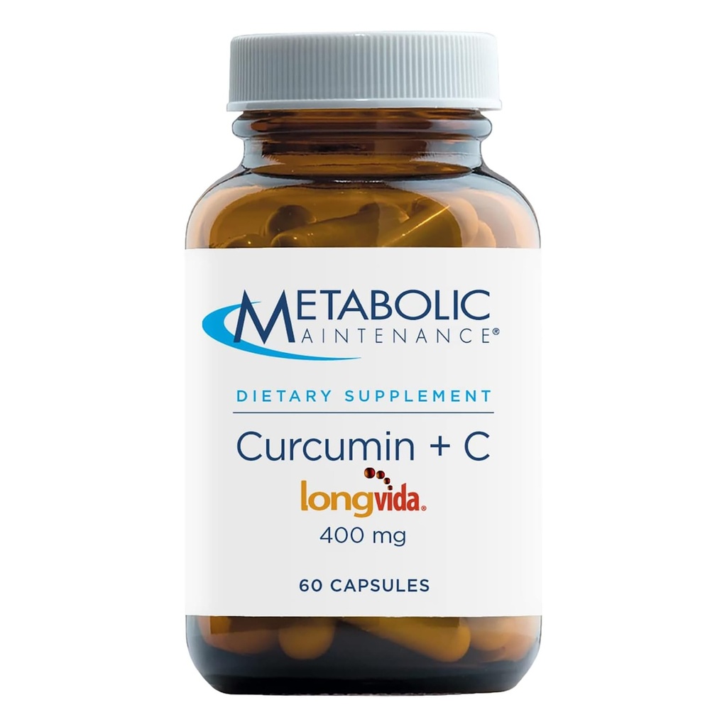 Metabolický udržovací kurkumin + C - Longvida + vitamín C Enhanced Curcumin dodatek pro funkci mozku a společnou mobilitu (60 Kapsle)