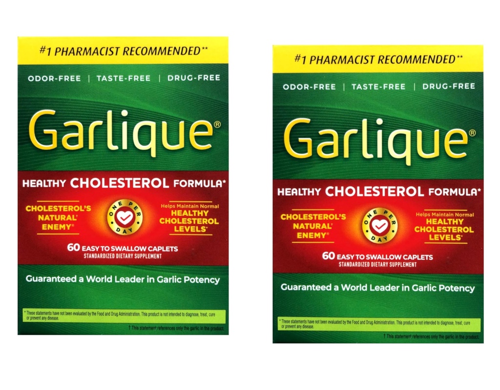 Garlique Zdravý Cholesterol Formule s 5000 mcg Allicin, 60 Enteric Coated Caplet (Balení po 2)