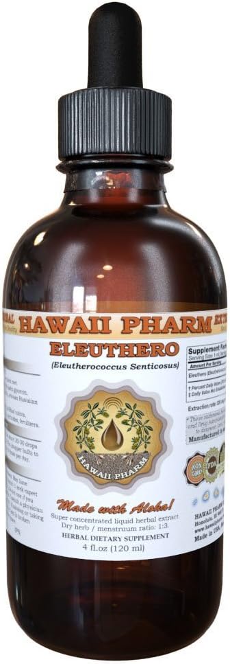 HawaiiPharm Eleuthero (Eleutherococcus Senticosus) Sibiřský ženšen kapalný extrakt 2 oz