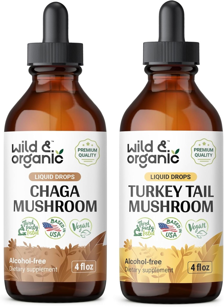 Wild & Organic Chaga Houba Tinktura 4 fl oz & Turecko Tail Houba Tinktura 4 fl oz