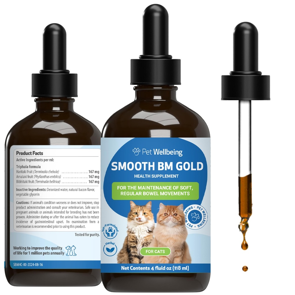 Pet Wellbeing Smooth BM Gold for Dog & Cats - Zácpa Relief & Stool Softtener, podporuje zdravé Bowel Movements - Přírodní Bylinný doplněk 4 oz (118 ml)