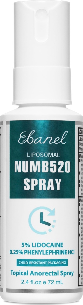 Ebanel 5% Lidokain Spray Pain Relief Numb520 Burn Itch Relief Numch Numbing Spray for Skin, Topical Anestetic Postpartum Hemoroid Léčba pomocí fenylephrinu pro místní a anorektální použití