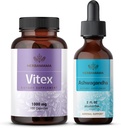 HERBAMAMA Vitex and Ashwagandha Kit - Bundle of 1000 mg Vitex Chasteberry Capsules & Ashwagandha Liquid Drops 2 fl oz - Vegan, Non- GMO, Sugar & Alcohol- Free - 2 Pack