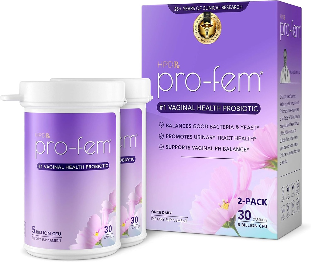 HPD Rx Pro- Fem # 1 Vaginální zdraví Probiotická 124; Vaginální Probiotika CLAS124; Klinicky osvědčené k podpoře kvasnice & PH bilance, Močové Trakt Zdraví CLAS124; Feminin Probiotika CLAS124; Pracuje v 7 Dny 124; 30 Kapsle 124; 2- Pack