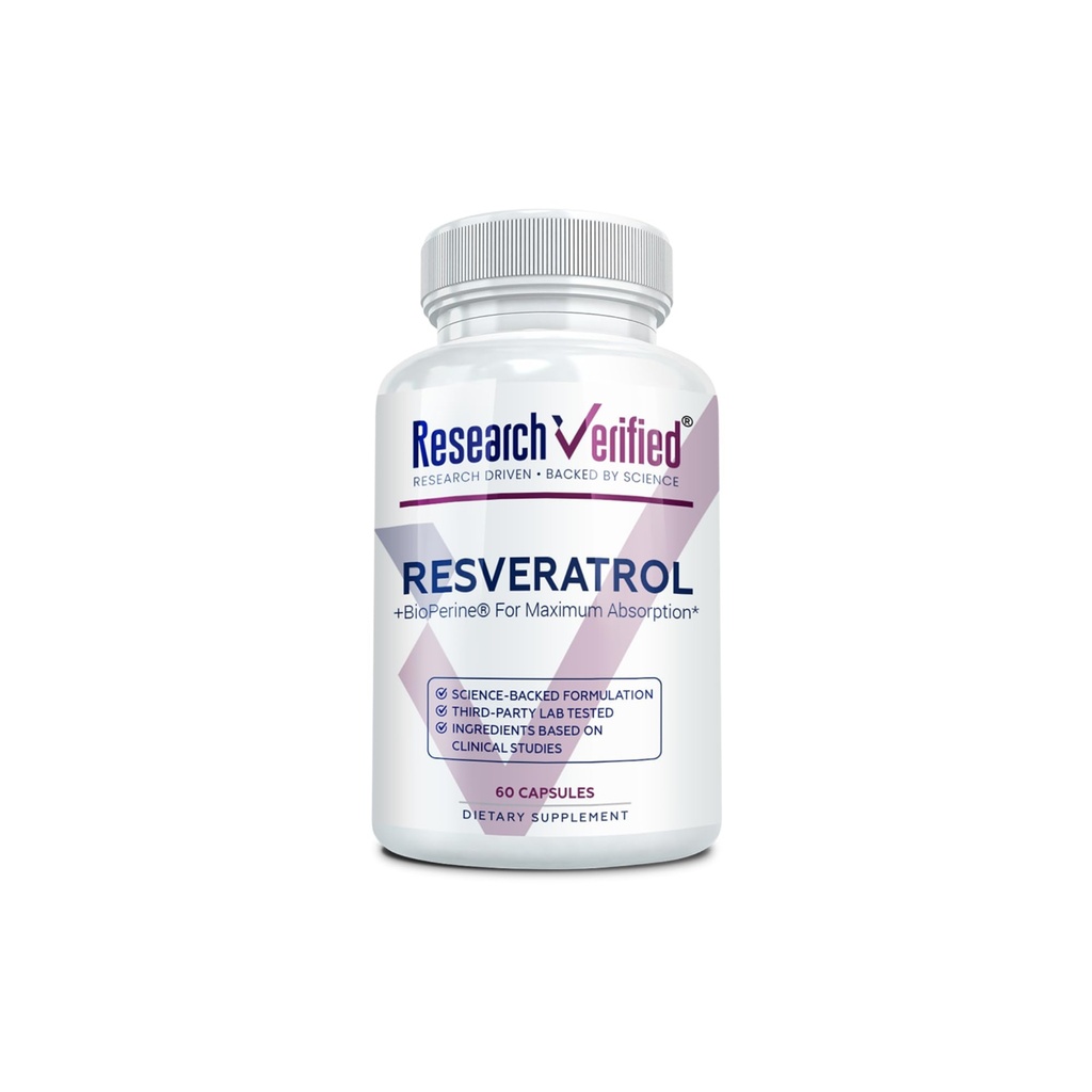 Výzkum Ověřený Resveratrol - 98% Trans- Resveratrol 1000 mg, Anti- Aging Support - 1 lahvička - 60 Kapsle