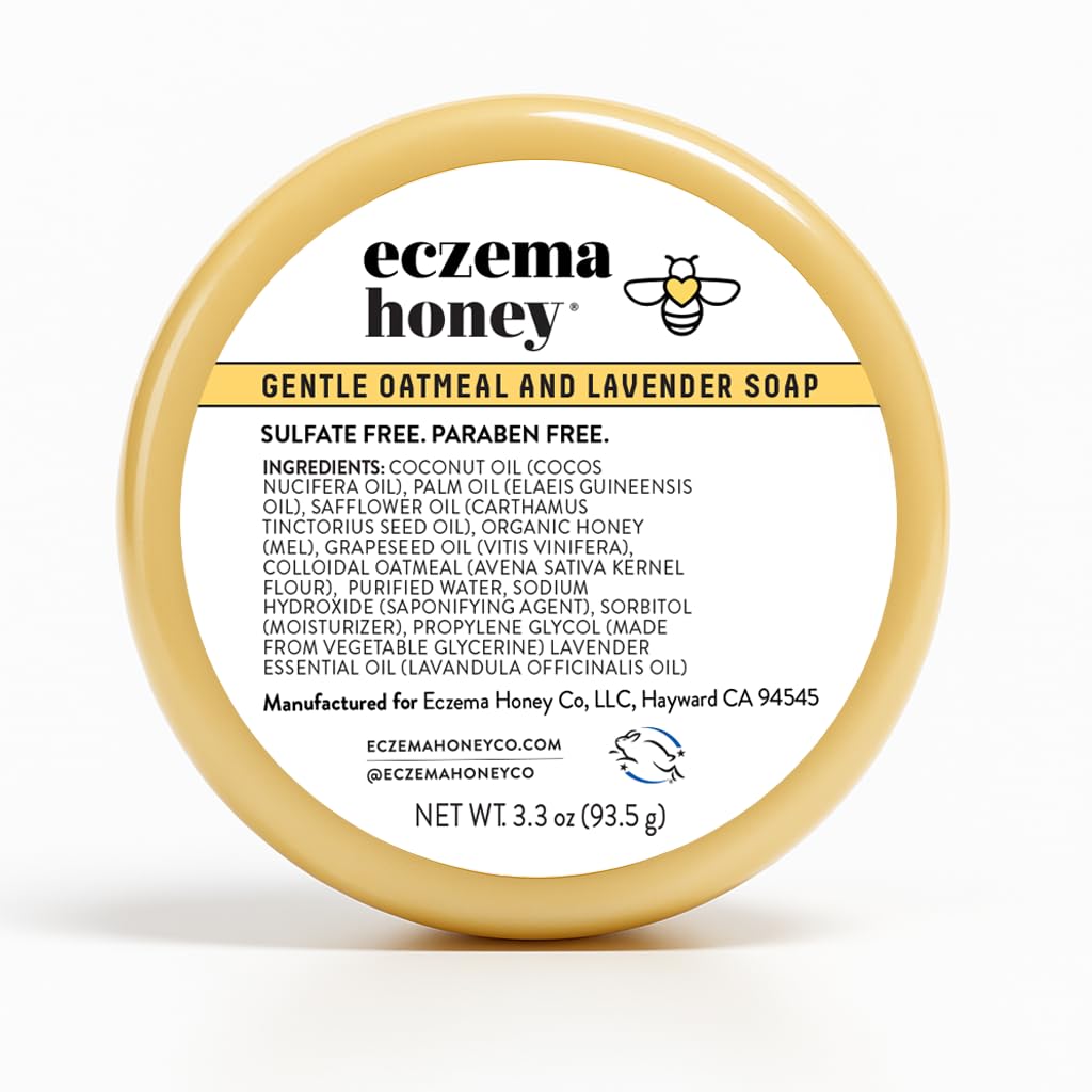 ECZEMA HONEY Gentle Oatmeat and Lavender Soap - Natural Eczema Body Wash - Daily Gentle Soap for Dry, Itchy, Citsitive, & Iritable Skin (3.3 Oz)