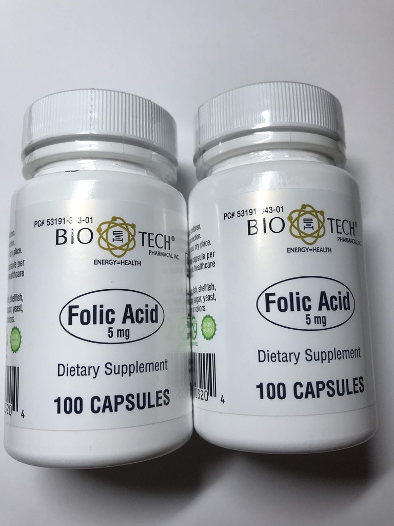 Kyselina listová 5 mg - BioTech Pharmaceutical - 100 tobolek - balení po 2 ks