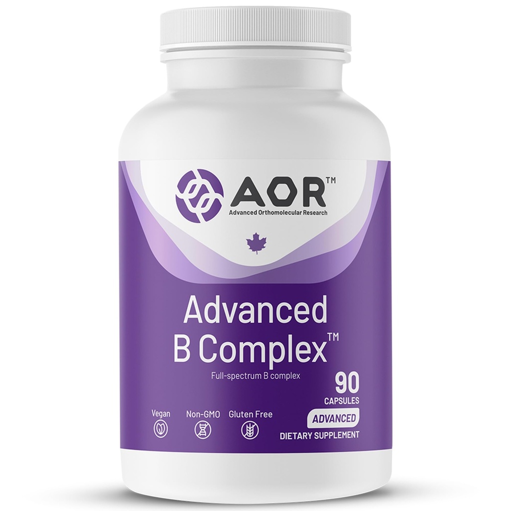 AOR, Advanced B Complex, Multivitaminová podpora pro energii, stres a metabolismus, Dietní dodatek, 90 Kapsle (90 Služeb)