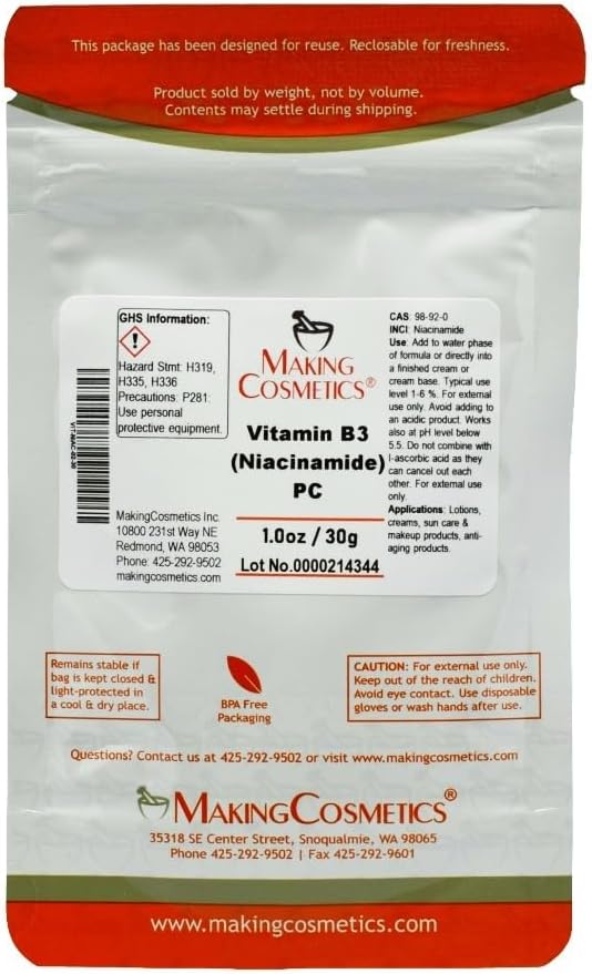 MakingCosmetics - Vitamin B3 (Niacinamid) PC - 1.0oz / 30g - Kosmetická přísada