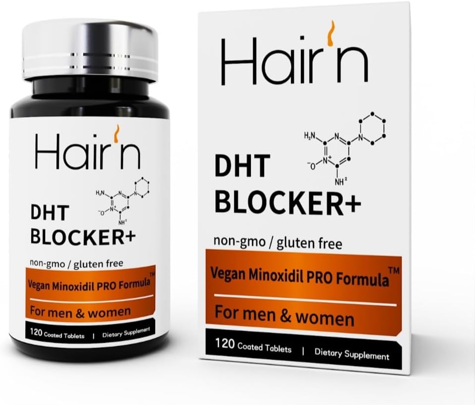 Vlasy 'n DHT Block Vlasový růstový dodatek, Vegan & Plant- based Formule pro muže a ženy, podporuje růst vlasů, bezpečné pro dospělé - Saw Palmetto, Biotin, Capsaicin, a Reishi Houby