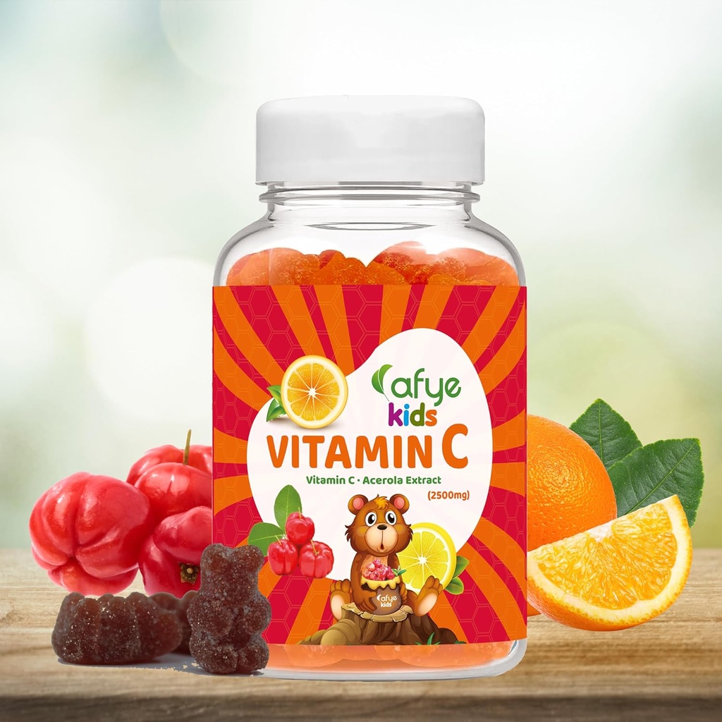 Děti Vitamin C - Imunitní systém Booster Gummies s medvědím tvarem - Imunitní systém Supplement pro dospělé a děti - Vitamin C & Acerola Extract, 60 Počet (balení po 1)