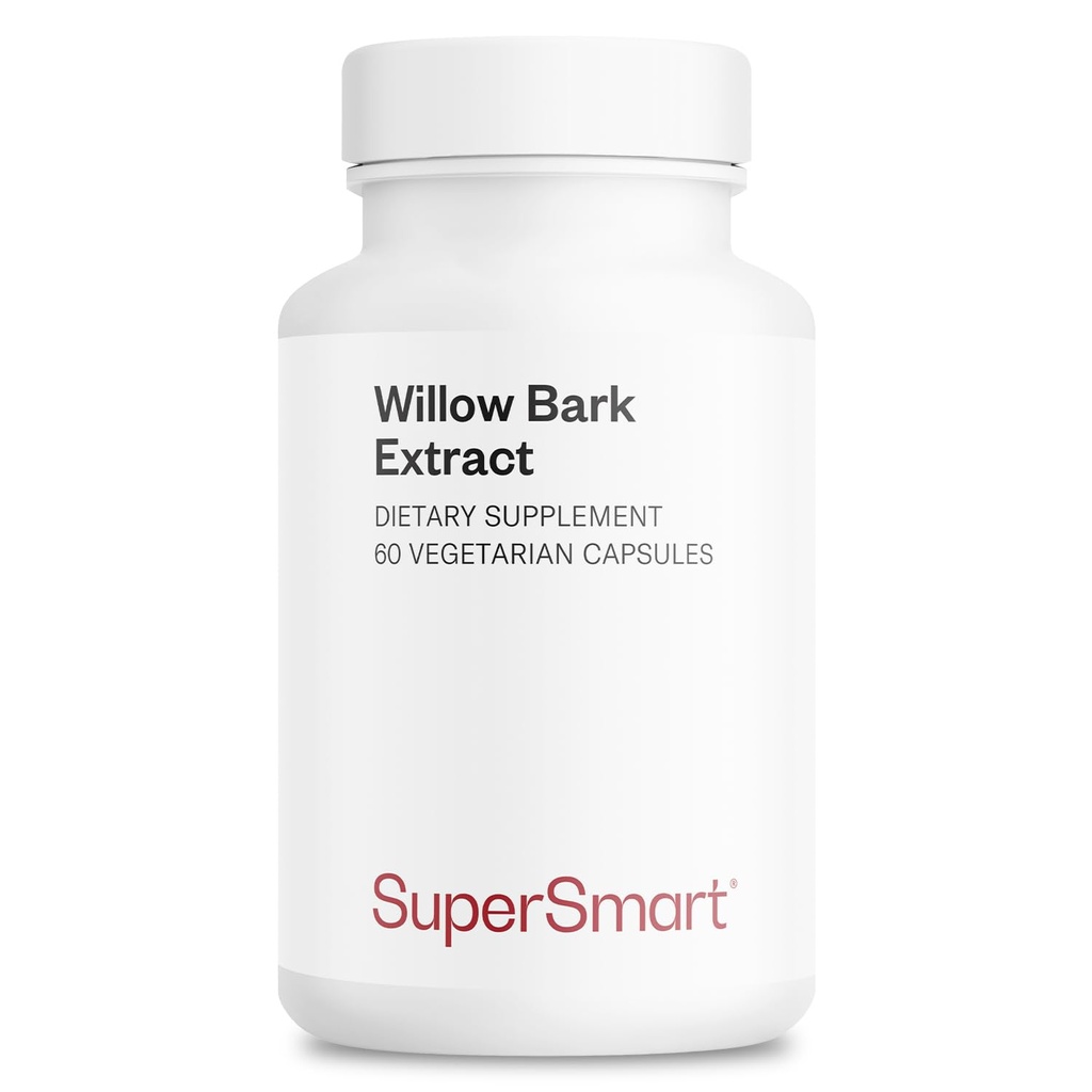 Supersmart - Willow Bark Extract 530mg za den (vysoká potence) - 15% Salicin - Přírodní Willow Bark Herb dodatek 124; Non- GMO & gluten zdarma - 60 Vegetariánské kapsle