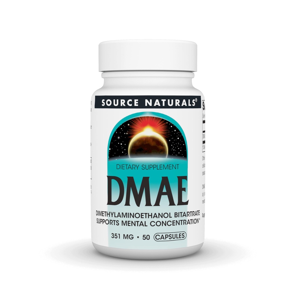 Zdroj Naturals DMAE, Dimethylaminoethanol Bitartate - Podporuje mentální koncentraci - 50 kapslí