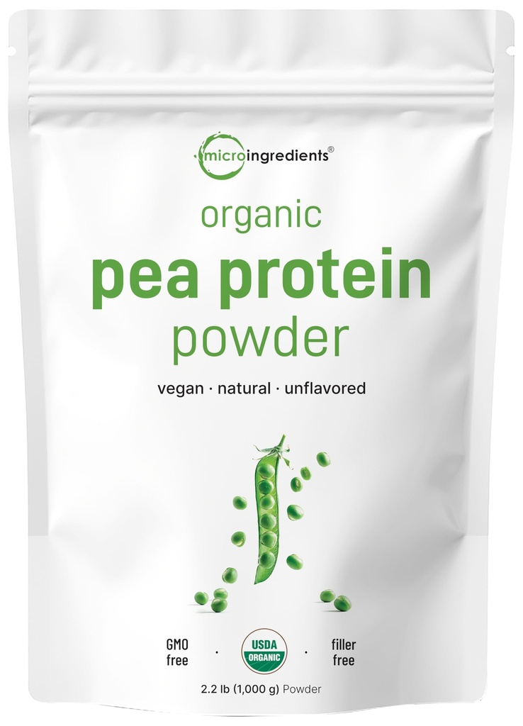 Micro Ingredients North America Grown, Organic Pea Protein Powder, 1KG (2.2 Pounds)