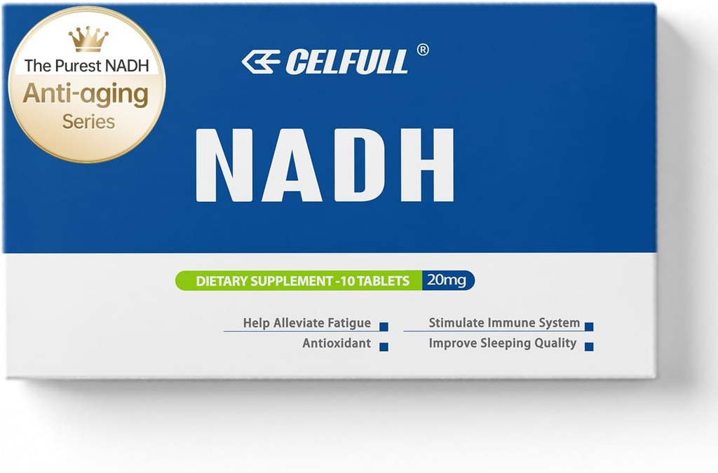CELFULL NADH dodatek 40mg Enchange NMN Alternative NAD + doplněk pro imunitní podporu anti- Aging Boost Mozek Cognition & Chronická únava doplňky