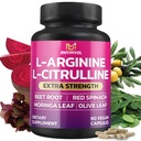 BMVINVOL L Arginine L Citrulline Supplement Plus Beet Root, Moringa, Olive, Červený špenát pro podporu denně - 90 Kapsle