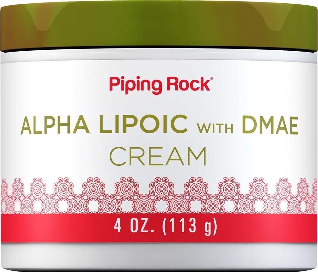 Piping Rock Alpha Lipoic Acid S124; 4 oz SORV124; s DMAE Cream SORV124; Hydratace a upevnění pro tvář & kůže SORV124; Non GMO, gluten zdarma