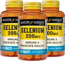 MASON NATURAL Selen 200 mcg - Antioxidant dodatek pro imunitní podporu a zdraví prostaty, esenciální stopová minerál, 60 tablet (balení po 3)