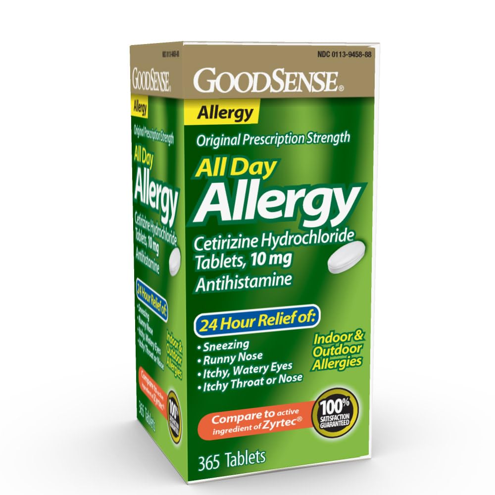 GoodSense All Day Alergie, Cetirizin Hydrochloride Tablety, 10 mg, Antihistamin, 365 Počet
