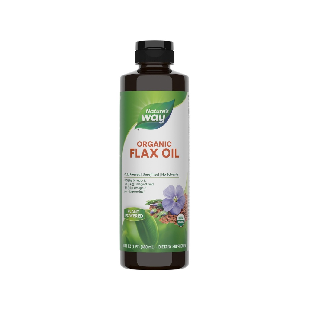 Nature 's Way Organic Flax Oil, USDA Certified Organic, Omega-3, 6, 9, Cold Pressed, 16 Fl Oz (Balení květen Vary)