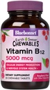 Bluebonnet Nutrition Earth Sweet Vitamin B12 5000 mcg Žvýkací tablety, Soy-Free, Gluten-Free, Kosher Certified, Dairy-Free, Vegan, Malina ochucené, 30 Žvýkací tablety, 30 Služeb