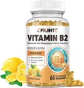 Vitamin B2 Gummies Riboflavin 400mg dodatek pro děti a dospělé - Glycinát hořčíku, zinek, CoQ10, Vitamin B12 - Migréna Relief & Energy, Podpora nervového systému, Cukr zdarma Lemon Flavor, 60ct