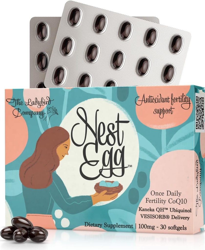 Nest Egg Ubiquinol CoQ10 100mg - Premium CoQ10 doplněk plodnosti pro ženy - Made in USA - 3. strana Testováno - Jednou denně Softgels (30 Počet)