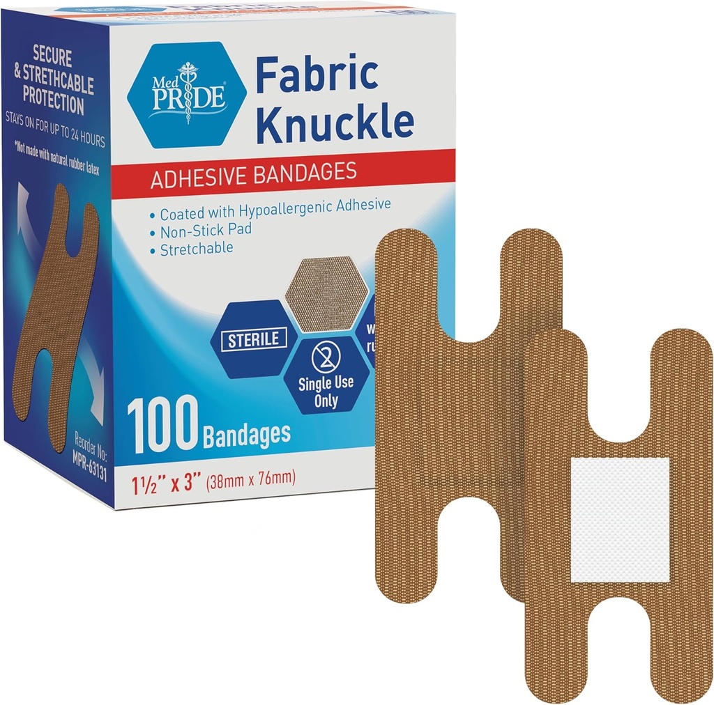 MED PRIDE 100 Sterilní Fabric Fingertip, Finger, a Knuckle Obvazy - Latex a kaučuk Volný hypoalergenní, 1.5in X 3in