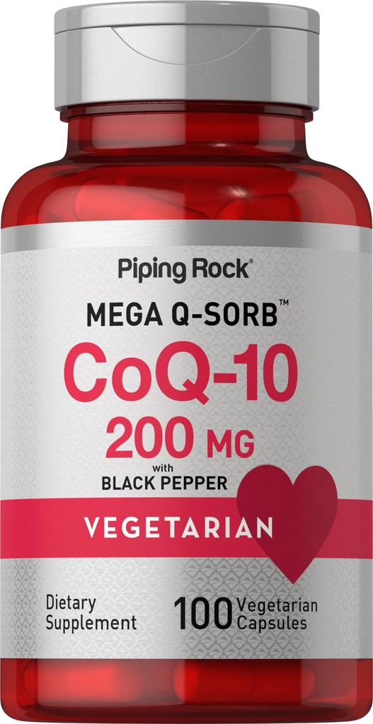 Piping Rock CoQ10 200mg Kapsle 124; 100 pilulky 124; s Black Pepper Extract 124; Coenzym Q10 dodatek pro ženy a muže 124; Vegetarian, Non- GMO, gluten zdarma
