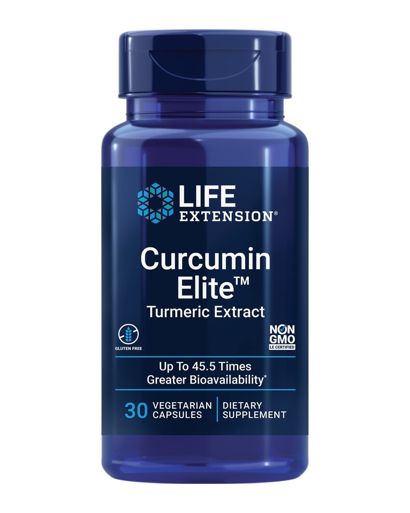 Life Extract Curcumin Elite ™ Turmeric Extract, 500 mg, kurkuminoidy, turmerony, Fenugreek, Zánět zdraví, Srdce a imunitní podpora, Gluten- Free, Non- GMO, Vegetariánské, 30 Kapsle