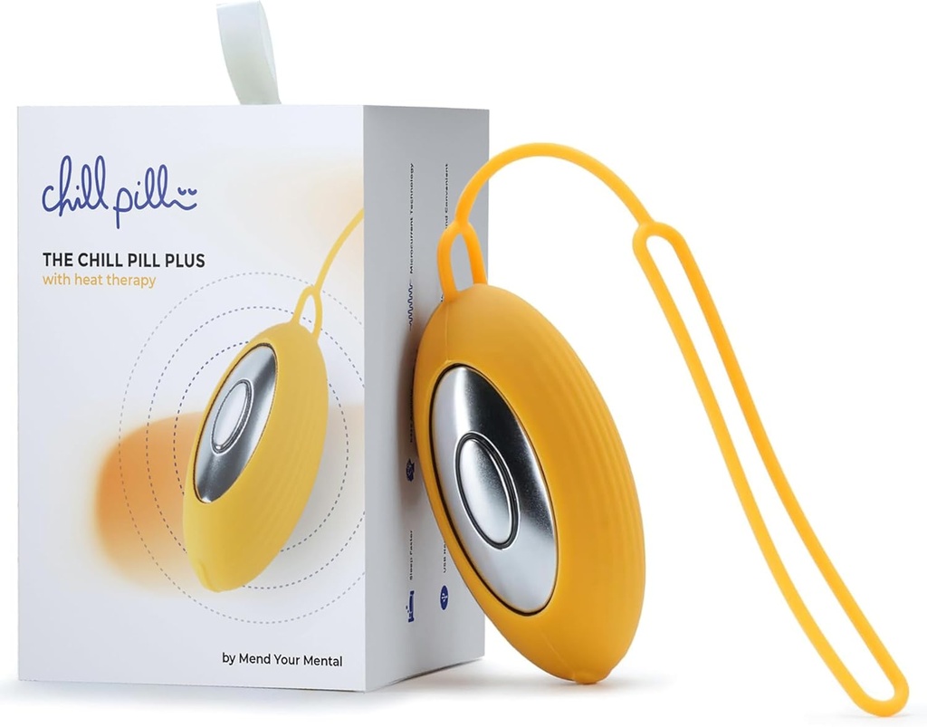 Chill Pill Plus spánkové pomůcky s teplem, Kompaktní spánkové zařízení s cílenou tlakovou terapií pro potlačení stresu, záchvaty paniky a agitace - Vyhřívané Chill Pill zařízení podle Mend Vaše duševní