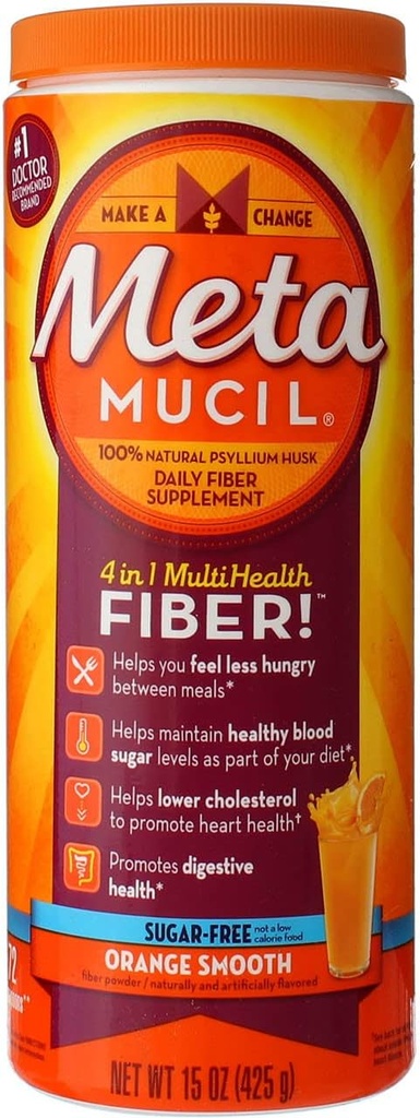 Metamucil Multi- Health Fiber by Meta, Berry Smooth Sugar Free 72 Teaspoons 15 Ounce (Balení po 2)