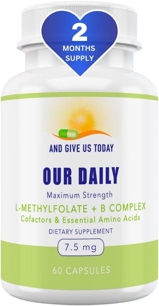 Naše Daily Vites L- methylfolát B Complex Cofactors & Essential Amino Acids (7, 5 mg) - Aktivní folát, Methylovaný B12 Methylkobalamin, B6 a Glycin - 60 Počet