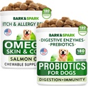 Pes Probiotika Žvýkačky + Omega 3 pro psy Bundle - plyn, Průjem, Zácpa, Upset Žaludeční Relief + Alergie a Itch Relief - Trávicí Enzymy + Prebiotika + Omega 3 - Podpora kůže a srsti
