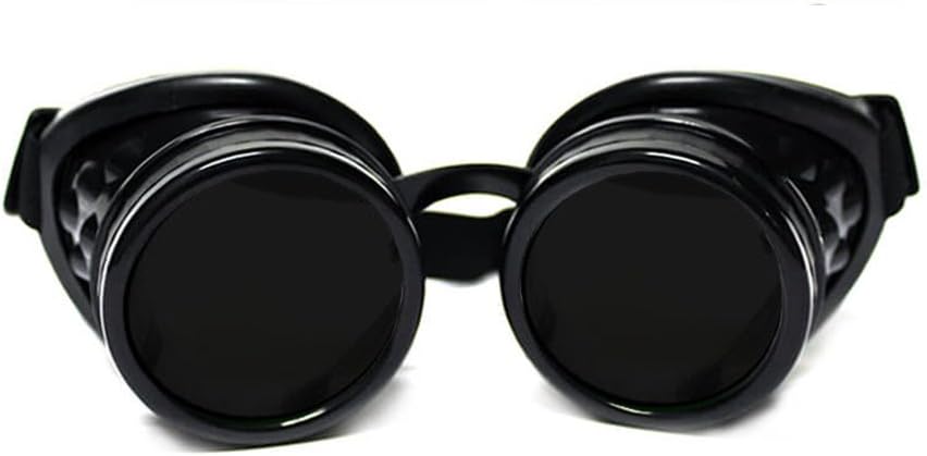 GloFX Steampunk Goggles Tinted - Příslušenství pro Rave EDM Festival - Gotické Cosplay Welder Goggles - Černé Goggles s tmavými čočkami