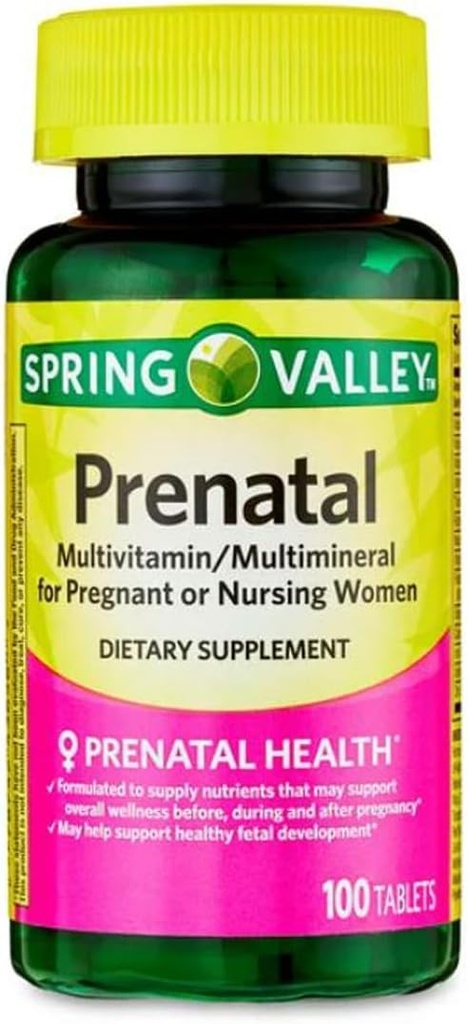 Prenatal Multivitamin / Multimineral pro těhotné a ošetřující ženy doplněk stravy Tablety, 100 Počet