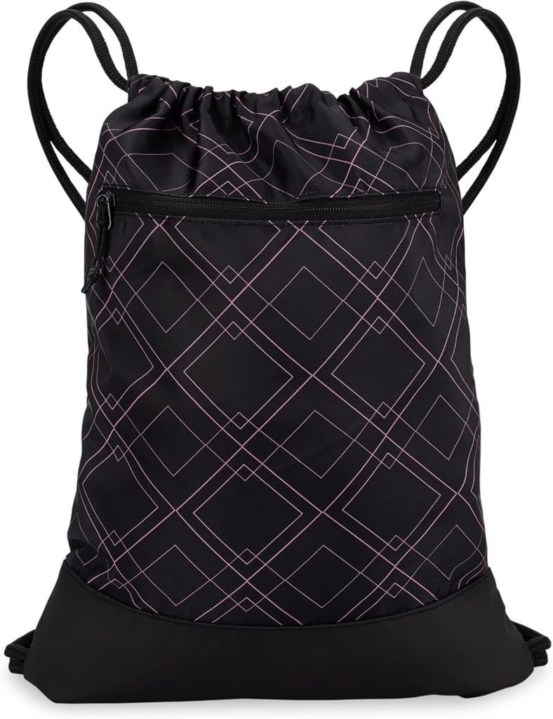 Taška pro ženy 124; Durable Lightly Gym Cinch Backpack s grafickými vzory 124; Skvělé pro tělocvičny a sportovní 124; Black / Rose - Geometric
