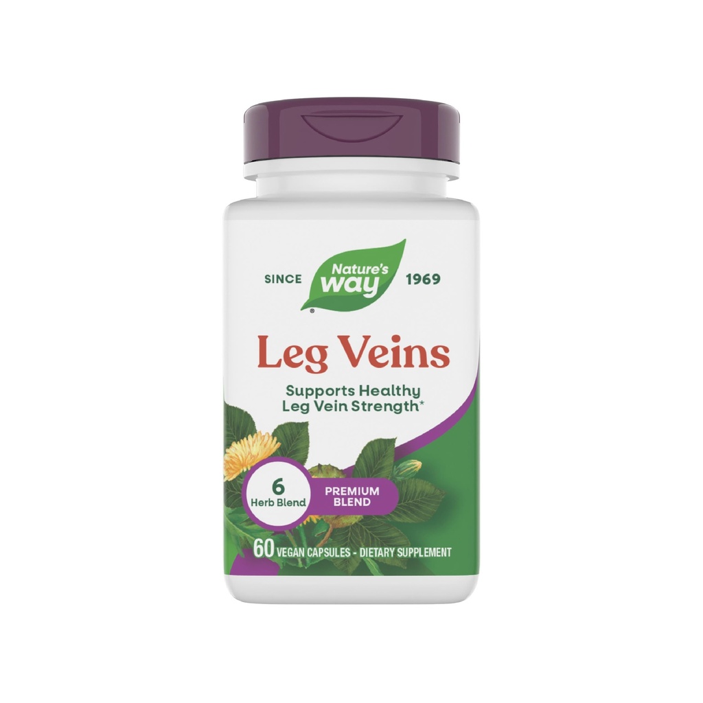 Nature 's Way Leg Veins, Podporuje zdravé nohy Veg síla *, 6-Herb Blend, Horse Chestnut Extract a Dopplelion dodatek, gluten zdarma, 60 Vegan Kapsle (Balení květen Vary)