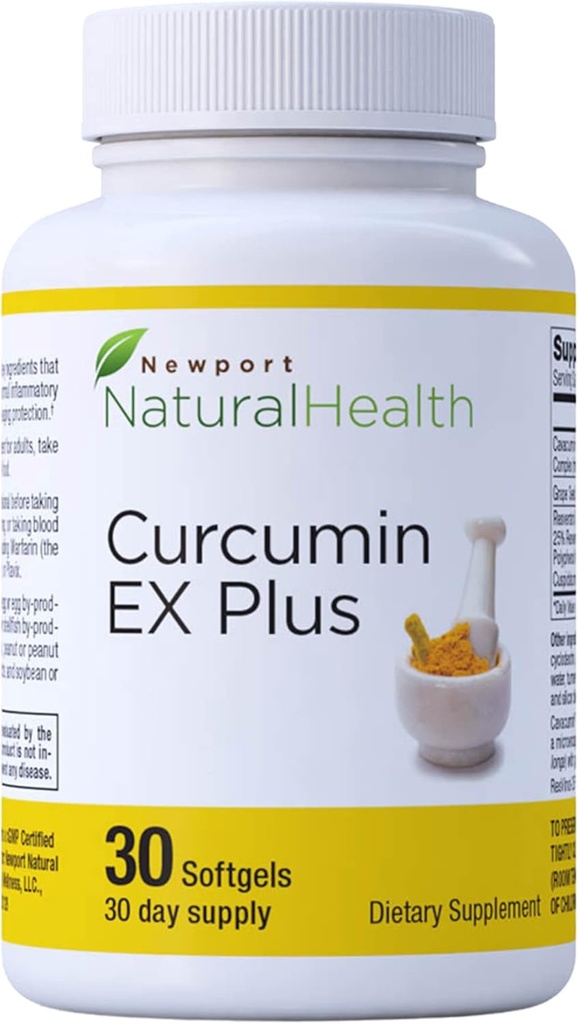 Kurkumin EX Plus s výtažkem z grapeseedu, Resveratrol & Red Wine Polyfenoly pro společné zdraví a srdeční zdraví, Curcuminoidy Complex 500mg Kapsle